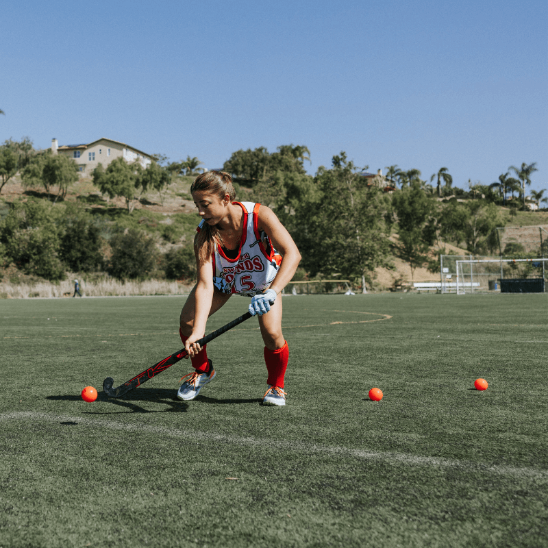 Field hockey player in Florida practicing drills